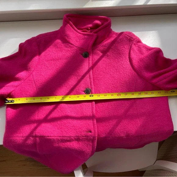 Lands' End Women's Vibrant Pink Boiled Wool Pea Coat 16W - Picture 9 of 14